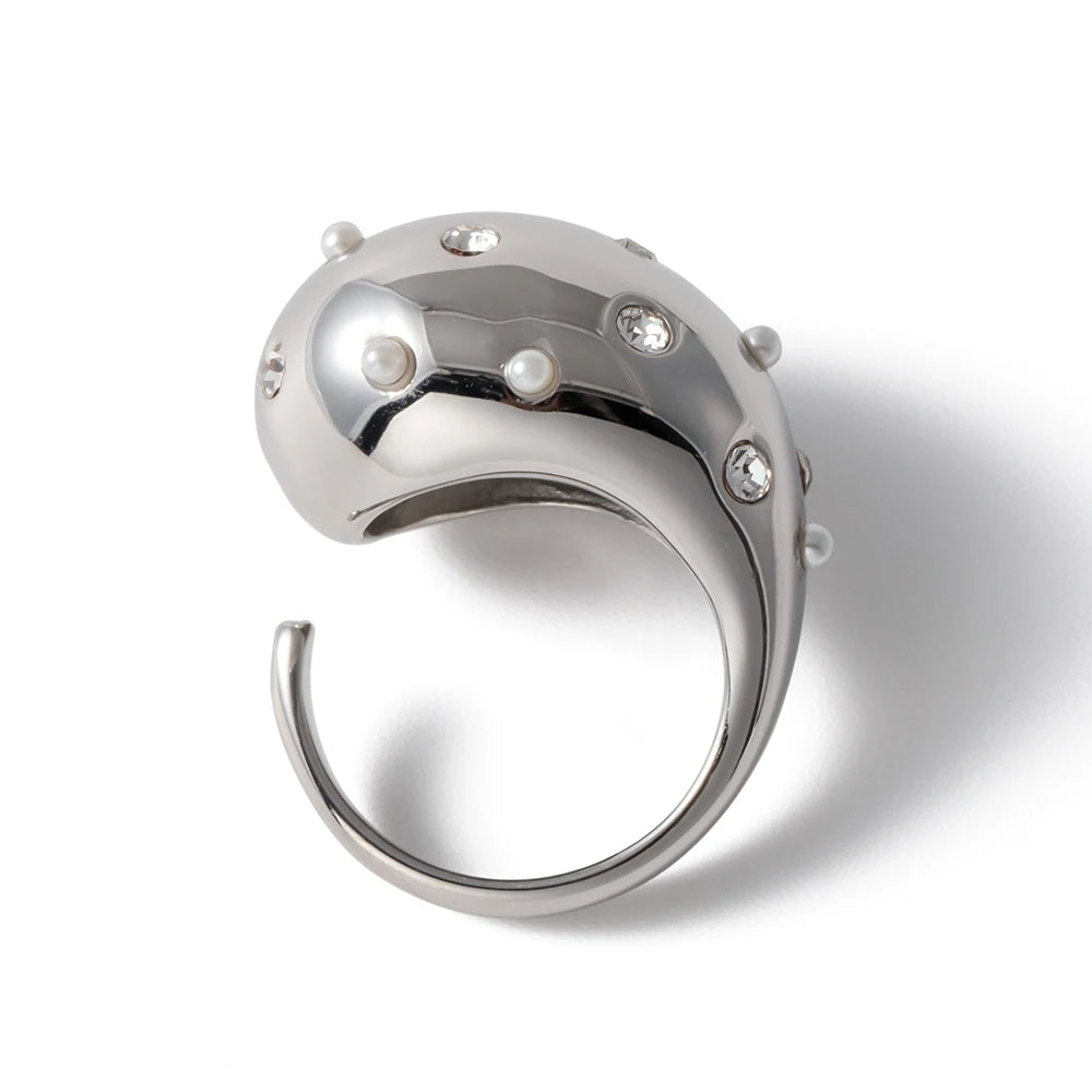 Kika Stainless Steel Half Empty Chunky Exclusive Ring 18K PVD Plated Waterproof Texture Personalized Statement Jewelry Women