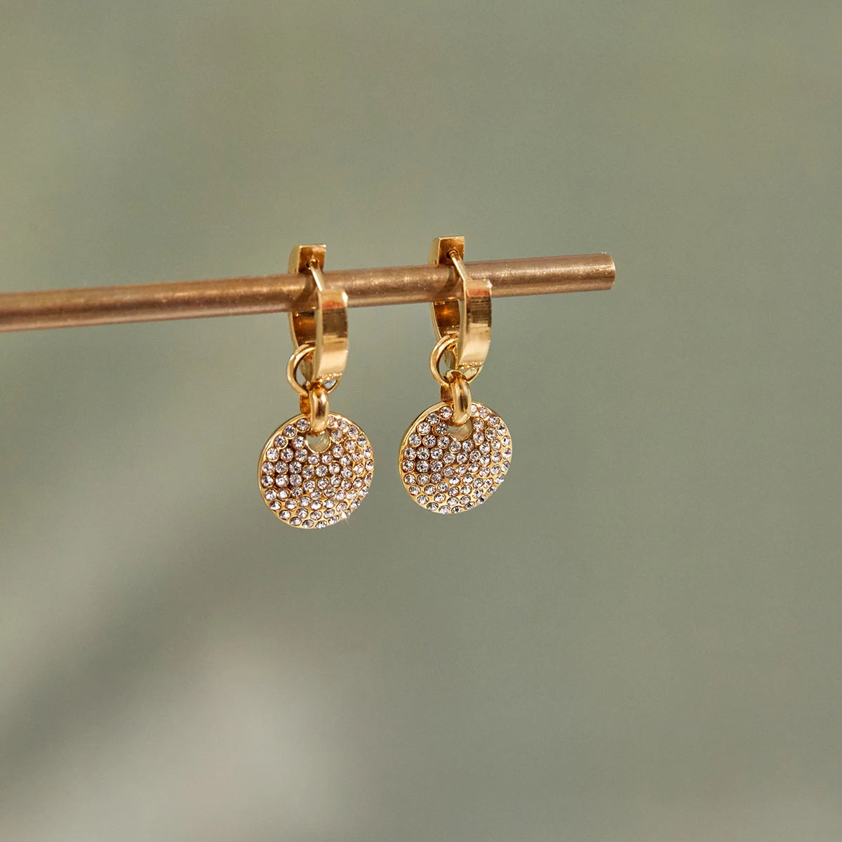 Full Rhinestones Round Pendant Earrings