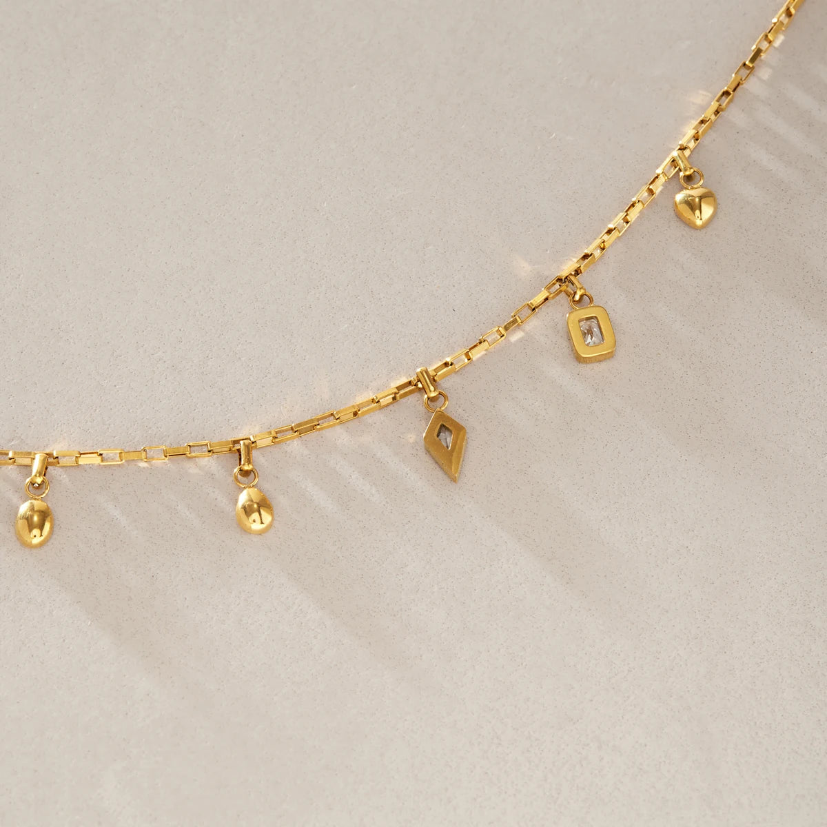 Kika Geometric Zircon Pendant Necklace Minimalist 18K Gold PVD Plated Stainless Steel Necklace 316L