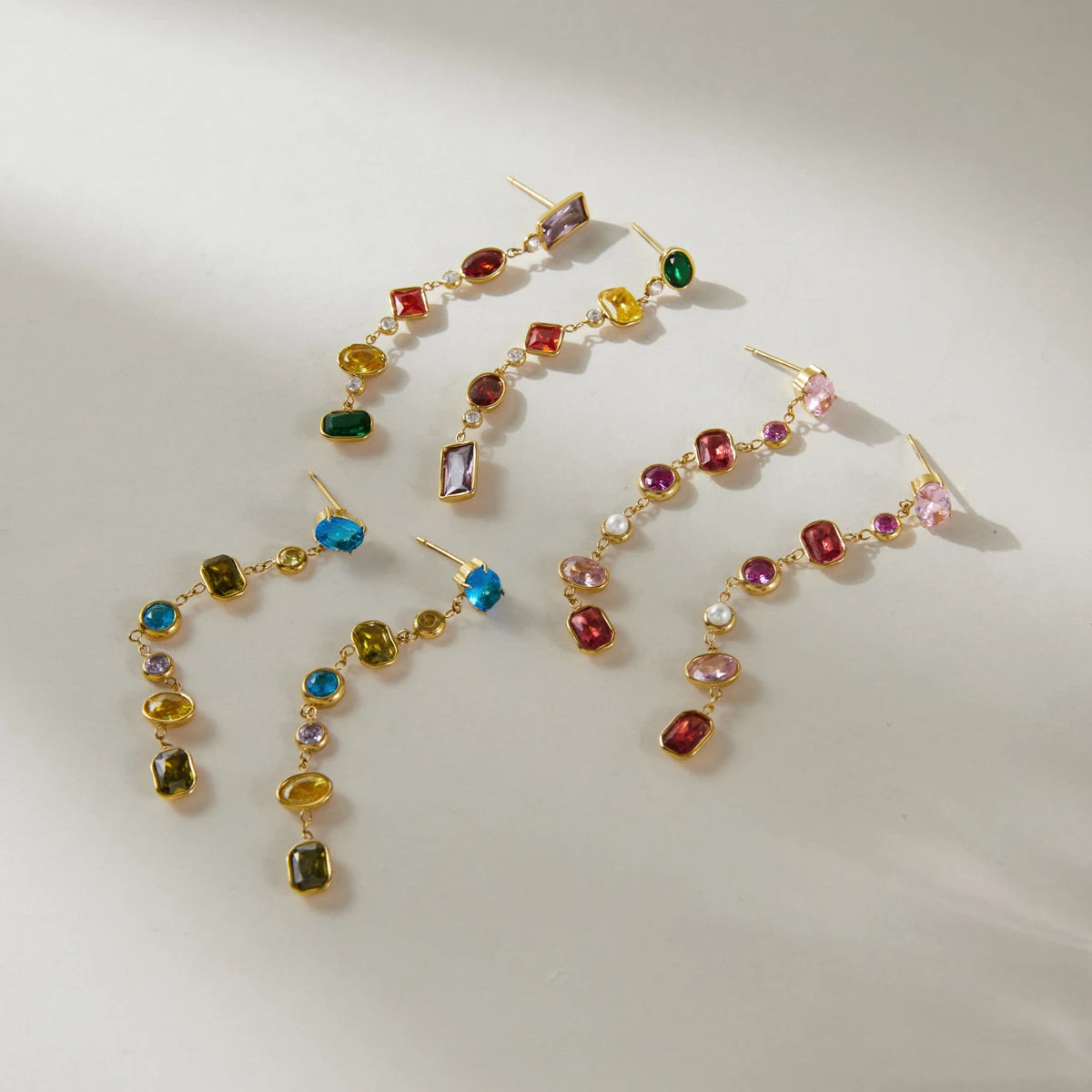 Kika Delicate Multicolor Geometric Zircon Drop Earrings