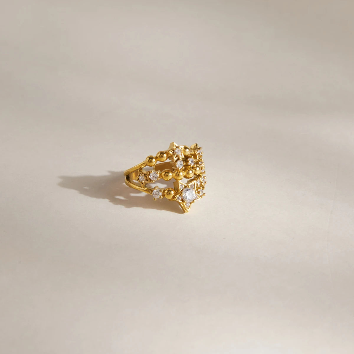 KIKA Delicate Zircon Star Open Rings PVD Plated Stainless Steel 316L