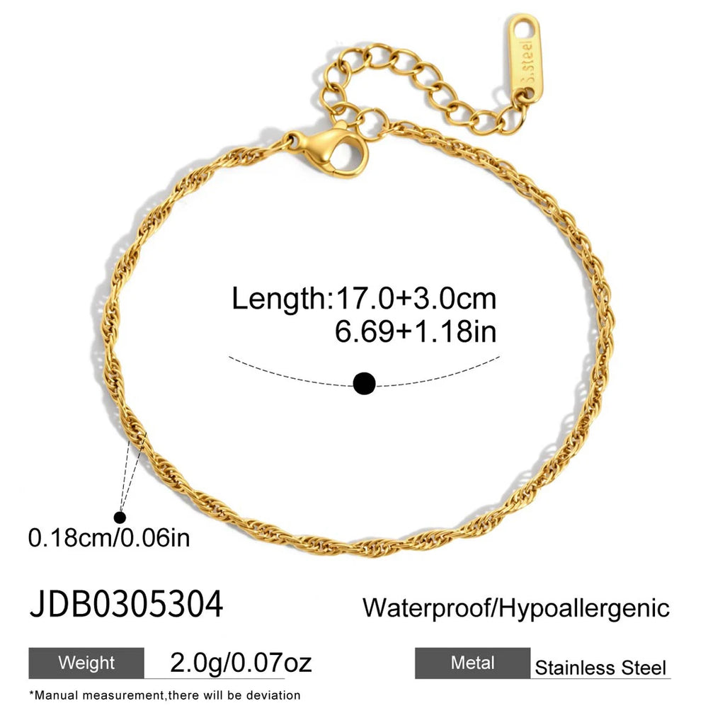 Kika Classic Chain Bracelet For Women Men Minimalist 18K Gold PVD Plated Stainless Steel 316L