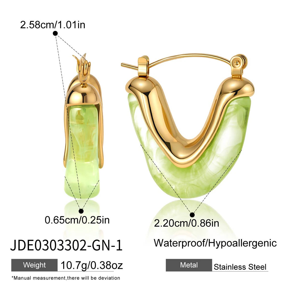Kika Delicate Colored Resin Chubby Irregular V-Shaped Earring