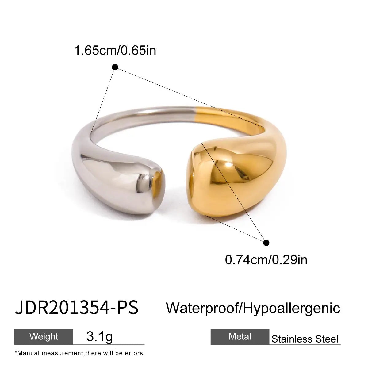 Minimalist Two tone Hollow Asymmetric Ring
