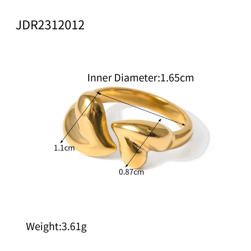 Kika 18K Gold Plated Stainless Steel Asymmetrical Heart-shaped Open Ring