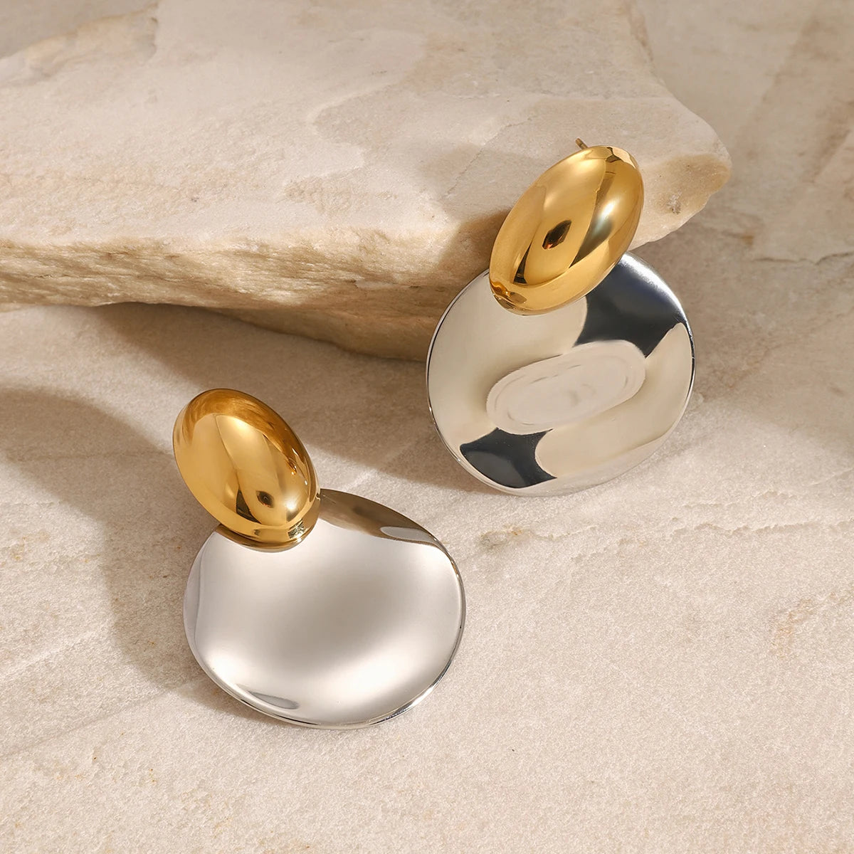 Elliptical Two tone Earrings
