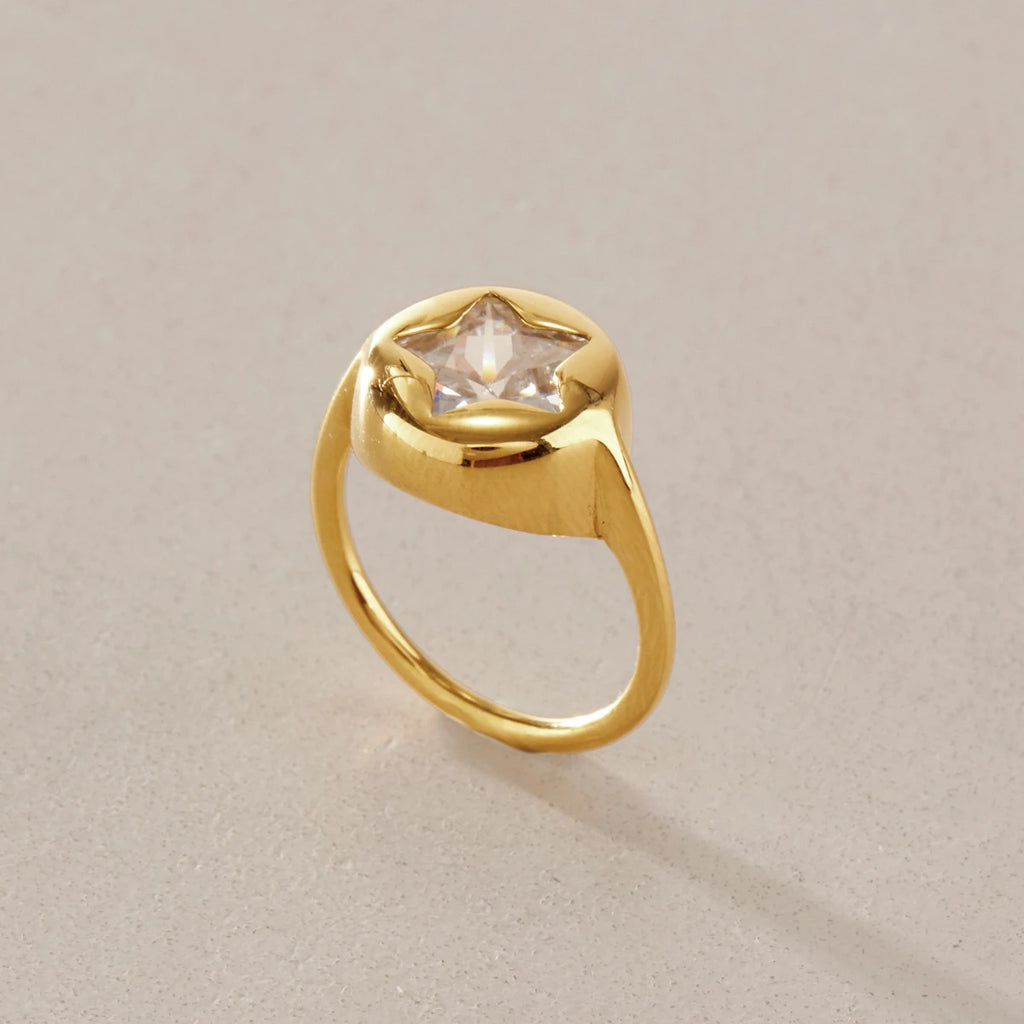 KIKA Classic Star Shape Zircon Rings For Women Minimalist 18K Gold PVD Plated Stainless Steel Rings Party Fashion Jewelry Gift