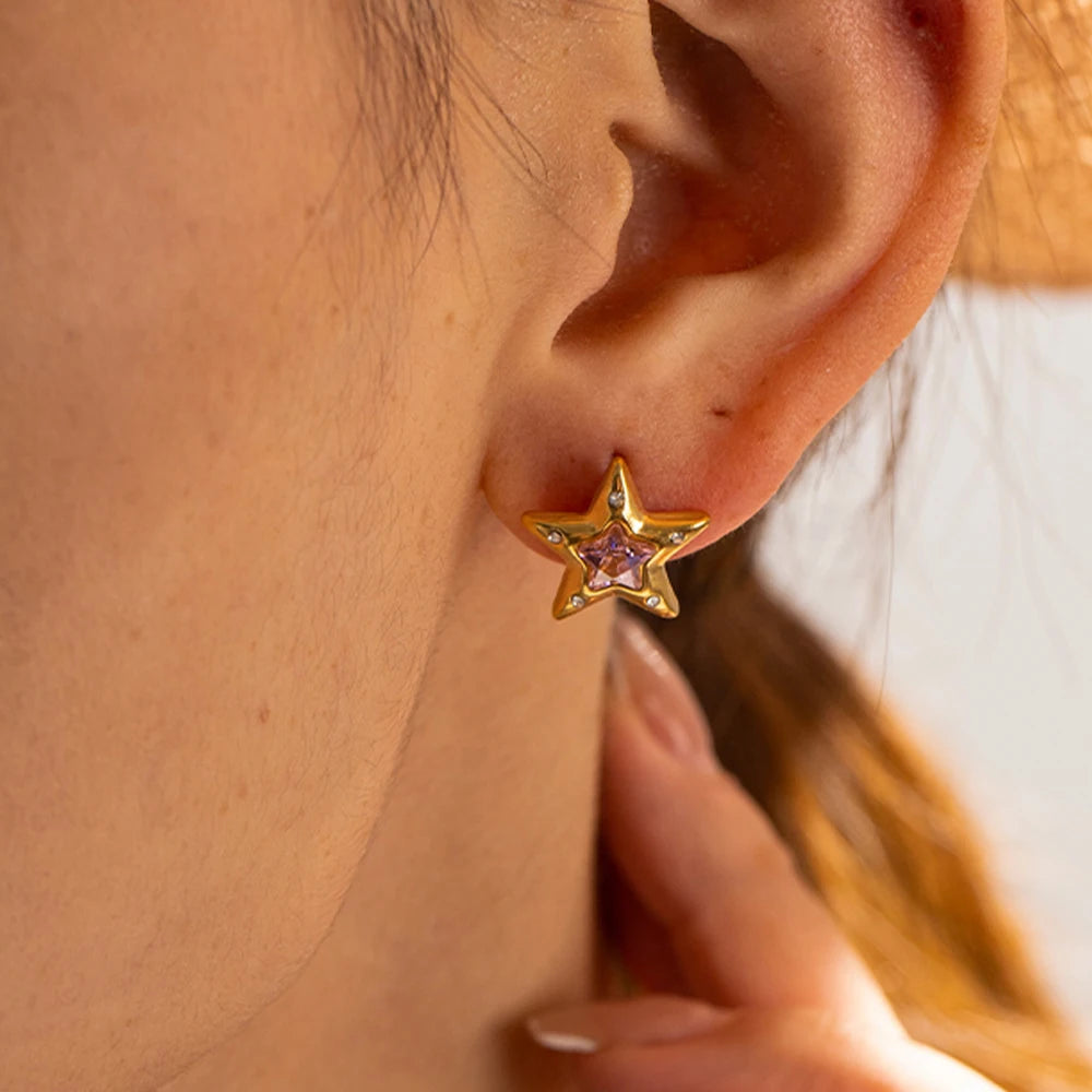 Stainless Steel Texture Ear Studs Irregular Earrings