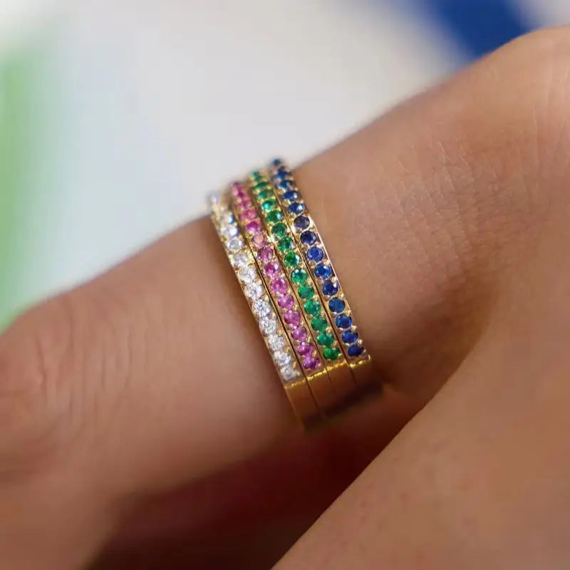 KIKA Delicate Zircon Thin Rings Gold PVD Plated Stainless Steel 316L