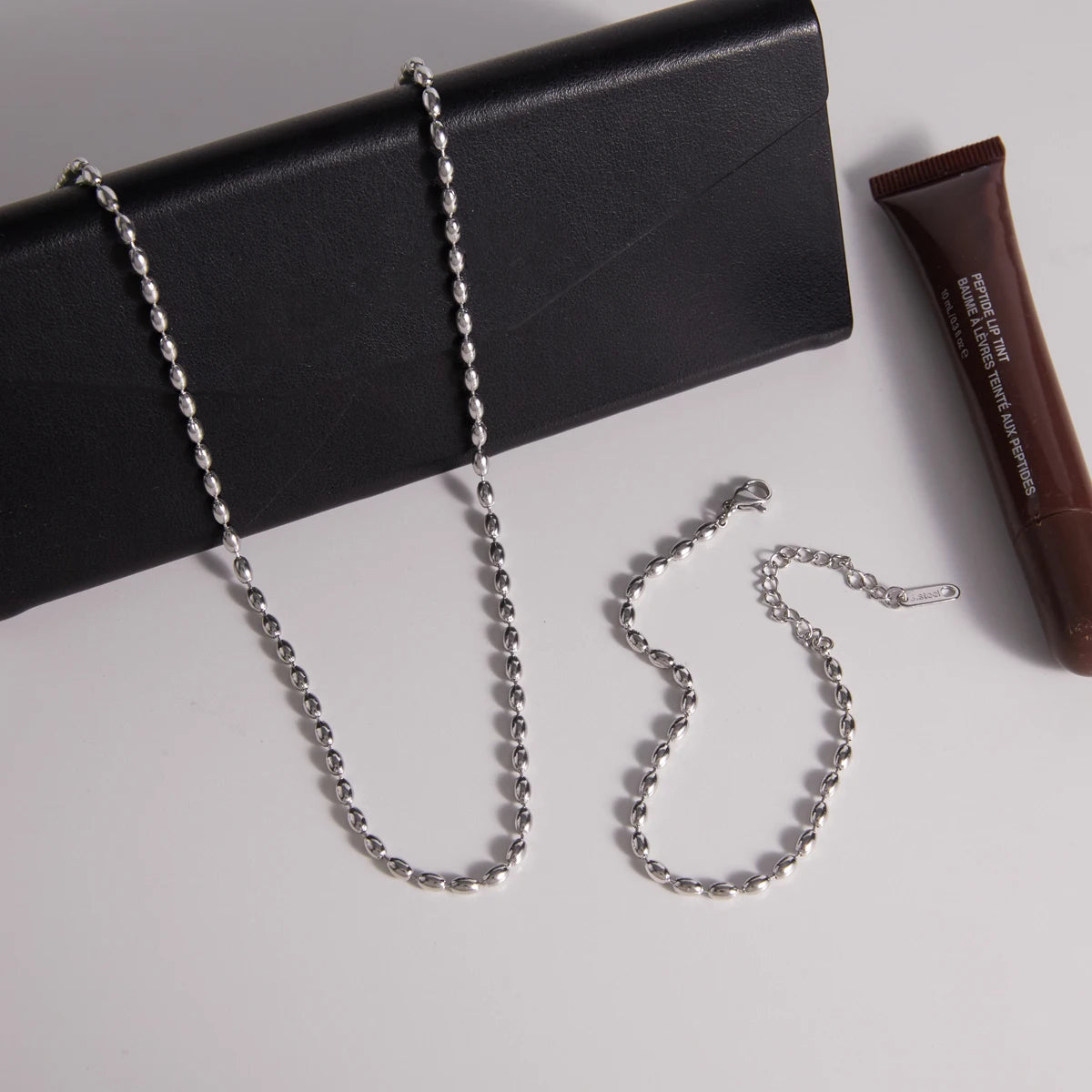 Kika Minimalist Beaded Chain Necklace Bracelet