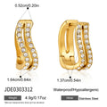 Kika Classic Crystal U Shape Clip Earrings For Women Minimalist 18K Gold PVD Plated Stainless Steel