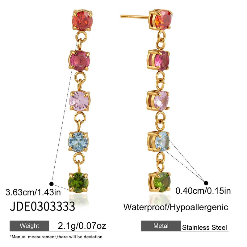 Kika Multicolor Round Zircon Drop Earrings