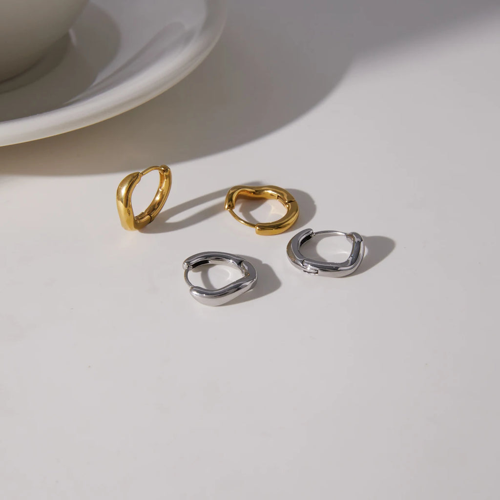 KIKA Delicate Wave Shape Clip Earrings  Gold PVD Plated Stainless Steel 316L