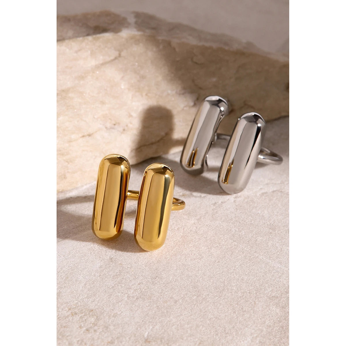 Kika Chic Stainless Steel Geometric Adjustable Ring