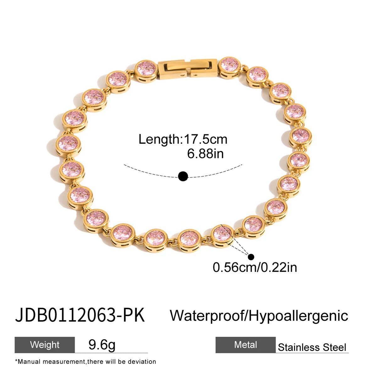 Stainless Steel Smooth Pentagram Bracelet Zircon Heart Bracelet