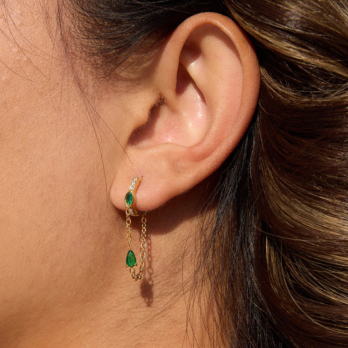 Kika Delicate White Horse Eye Zircon Tassel Earrings