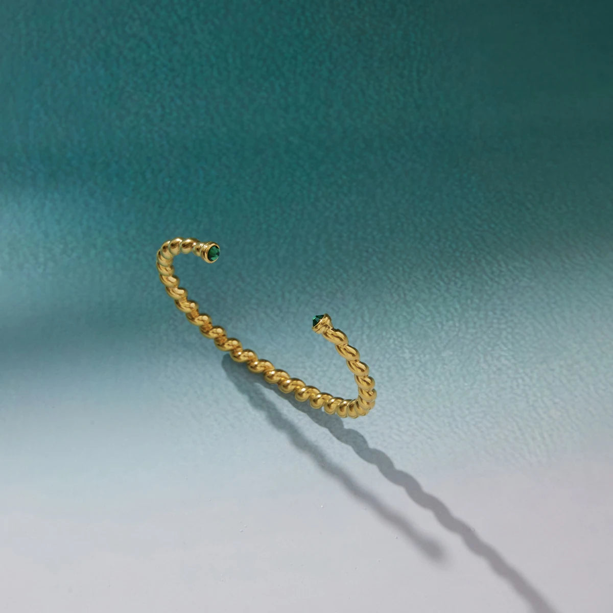 Kika Delicate Green Zircon Fried Dough Twists Bracelet