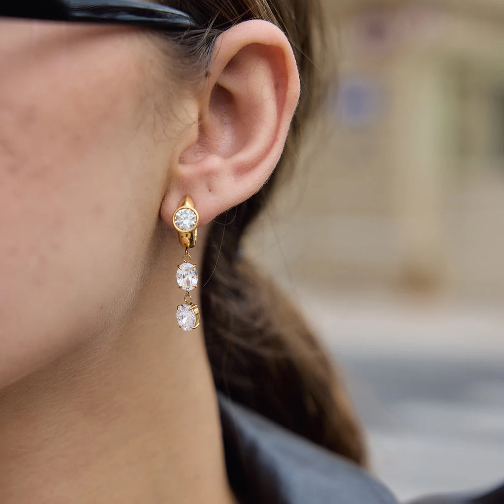 Kika Elegant Geometric Zircon Drop Earrings