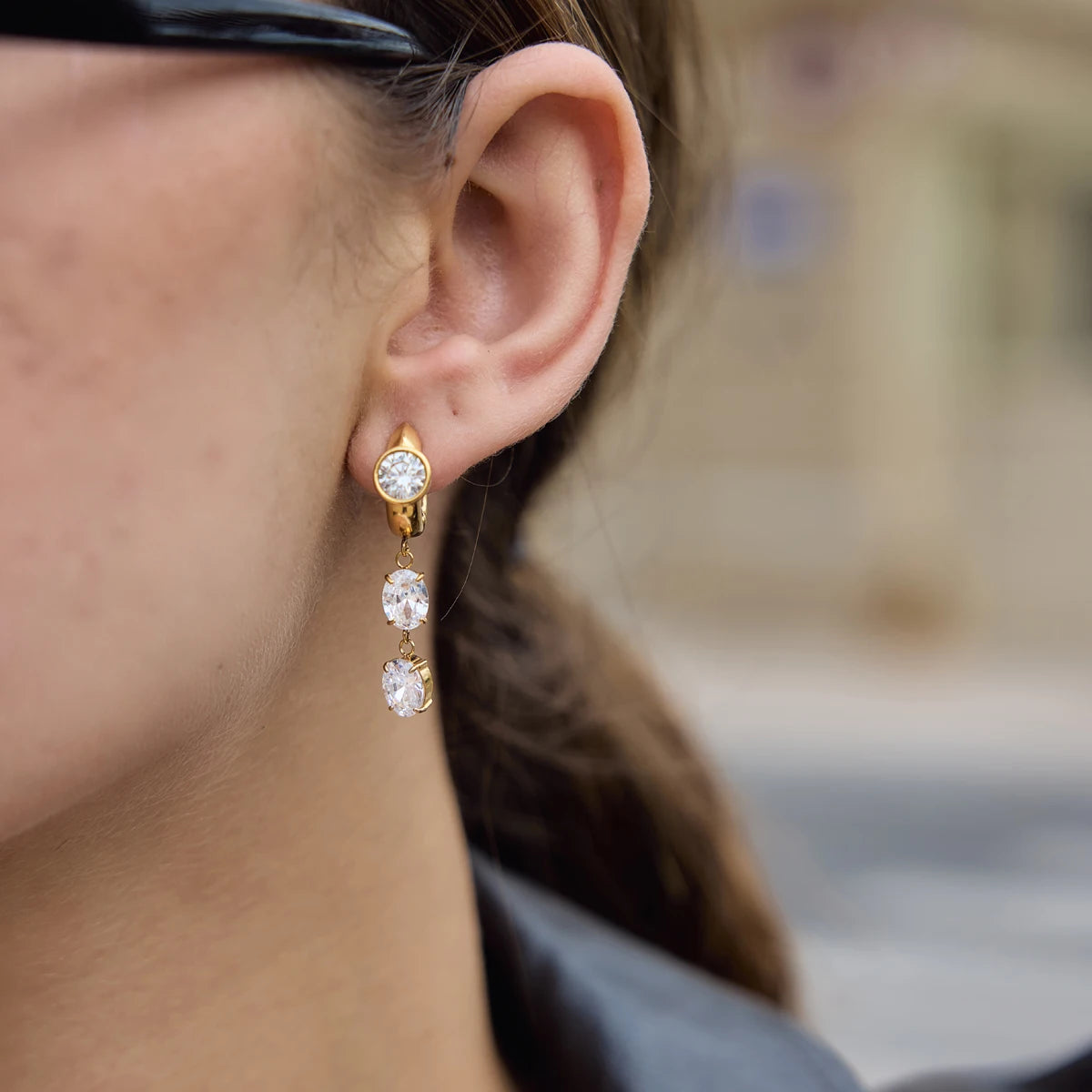 Kika Elegant Geometric Zircon Drop Earrings