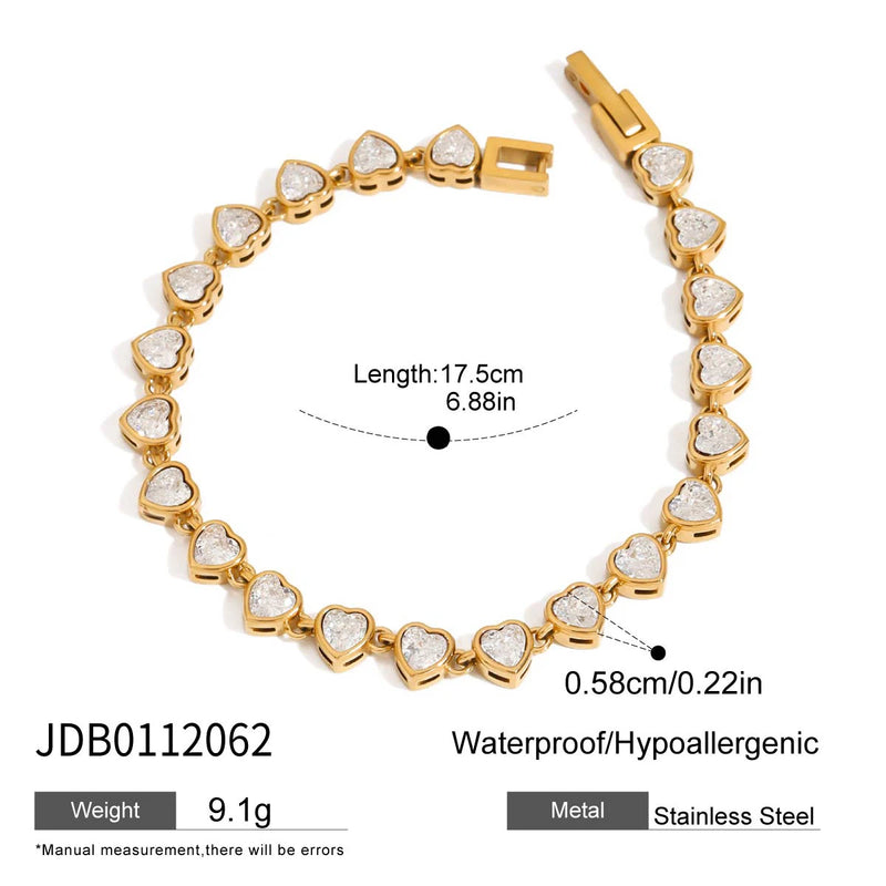 Independent Designer's White Heart-Shaped Zircon U-Shaped Horseshoe Pendant Bracelet