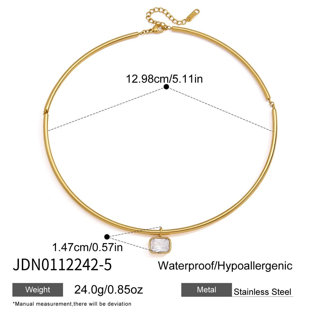 Kika Delicate Geometric Zircon Pendant Torques Necklace