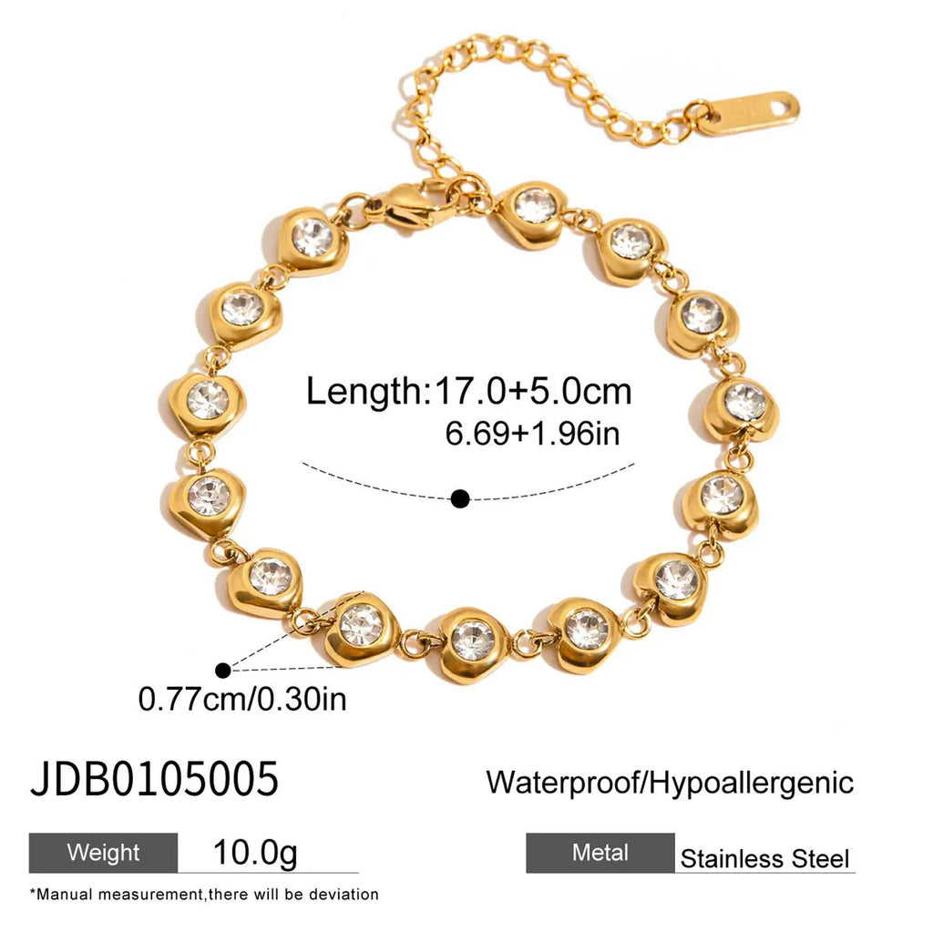 KIKA Multicolor Zircon Tennis Chain Bracelet For Women Waterproof 18K Gold PVD Plated Stainless Steel Bracelet Fashion Jewelry