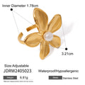 Kika Luxury Natural Shell Stainless Steel Geometric Open Ring Gold Color 18K PVD Plated High Quality France Finger Jewelry