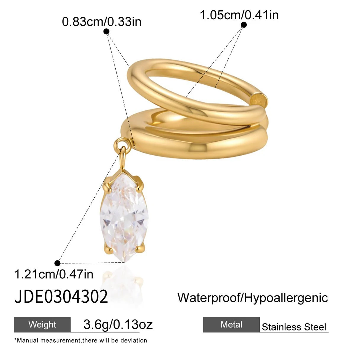 Kika 1 PC Geometric Zircon Pendant Non-piercing Ear Clip