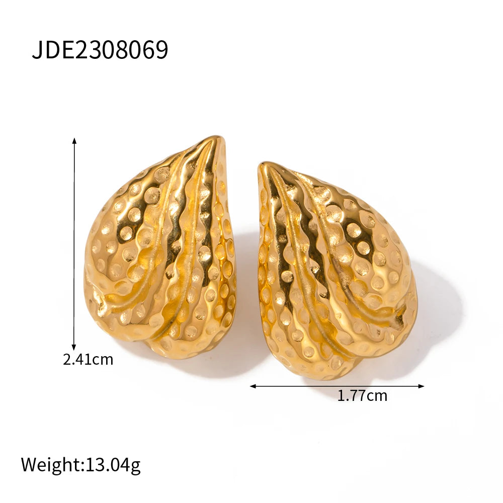 Stainless Steel Texture Ear Studs Irregular Earrings