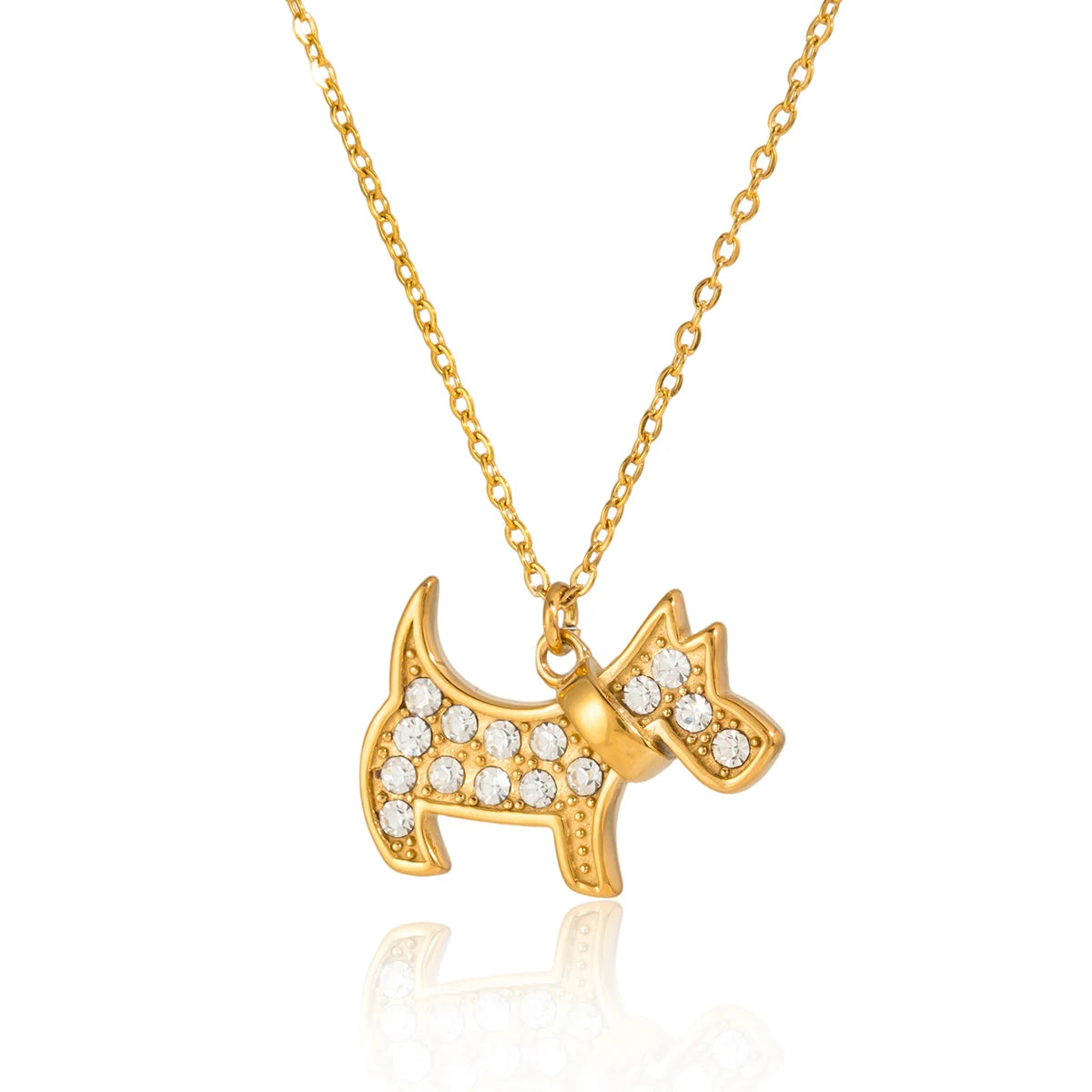 Cute Hug Dog Cat Pet Pendant Rhinestone Necklace