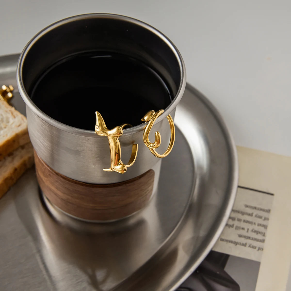 Cute Kitten Dog Open Ring Dachshund  Necklace, earrings