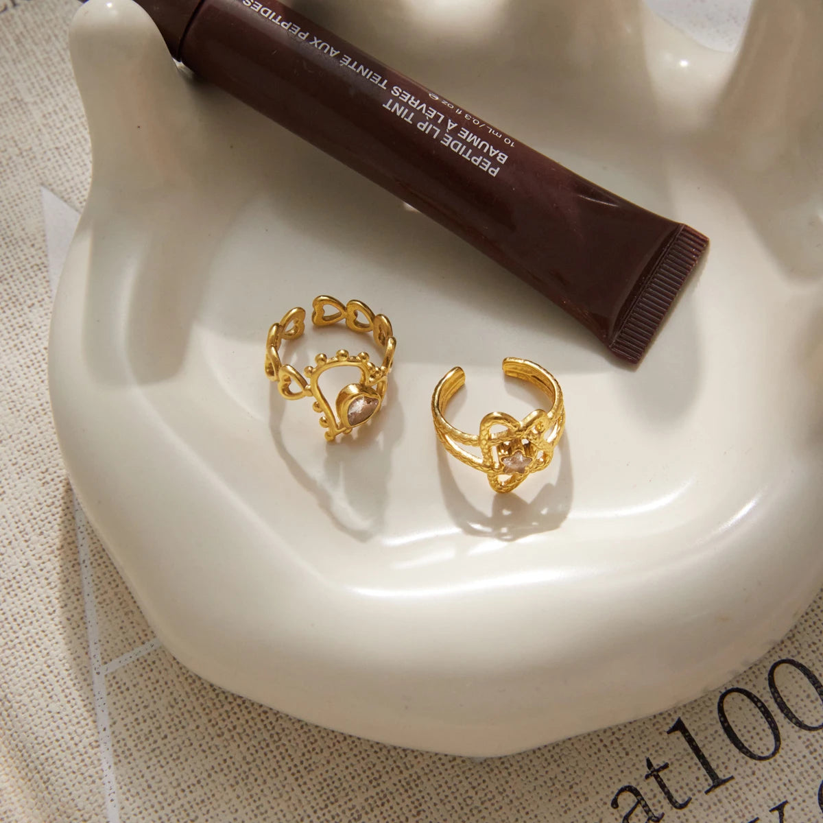 Kika Star Heart Zircon Hollow Open Rings