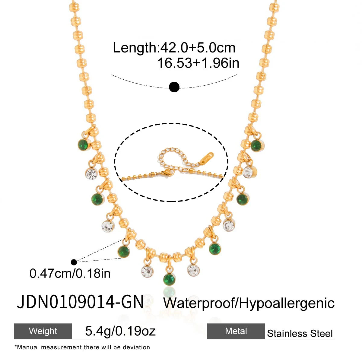Kika Multicolor Round Zircon Pendant Necklace 18K Gold PVDPlated Stainless Steel 316L