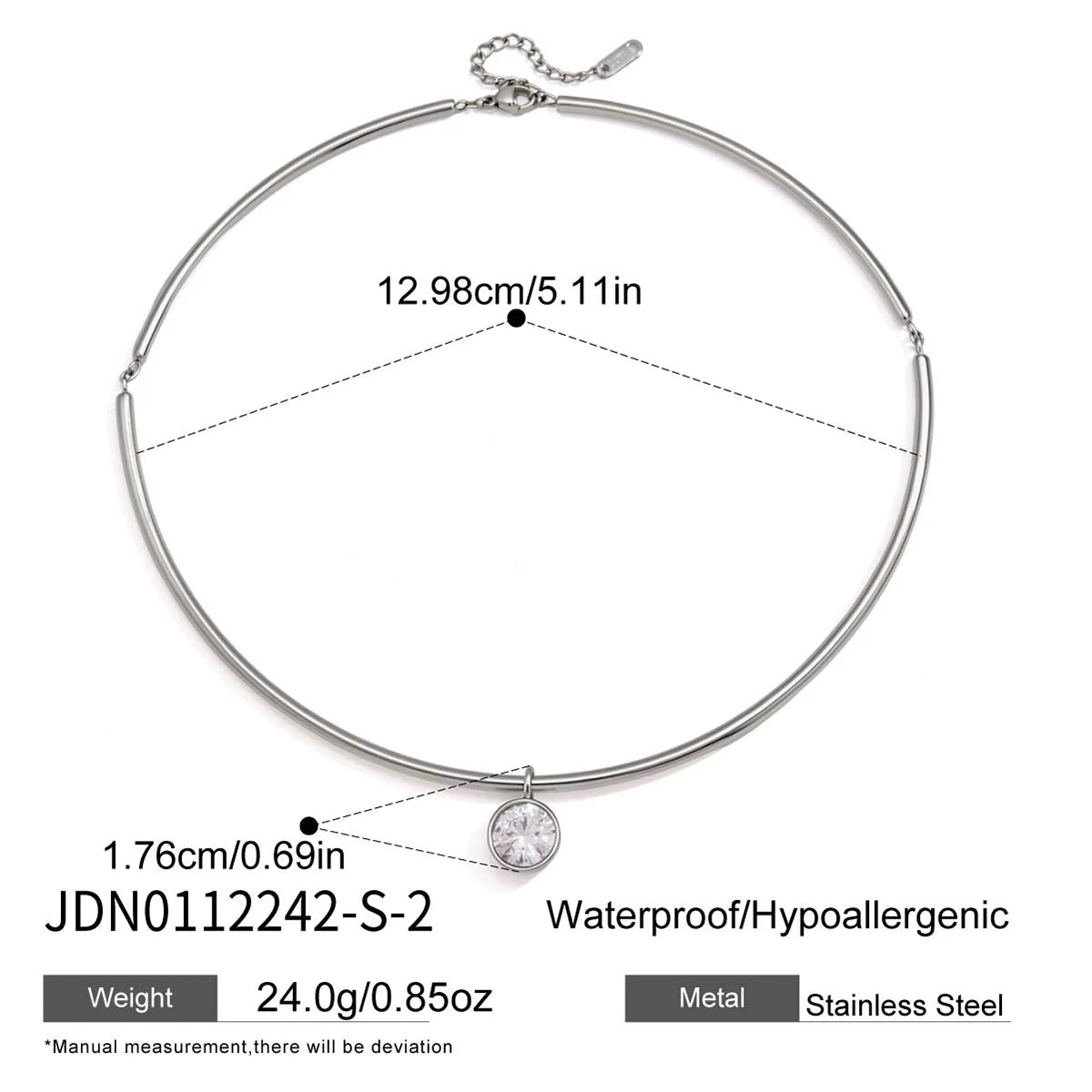 Kika Delicate Geometric Zircon Pendant Torques Necklace