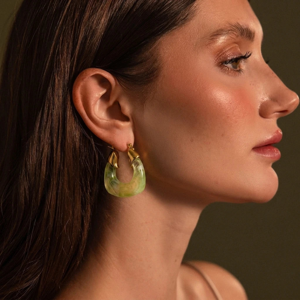 Kika Summer Blue Pink Colorful Resin U-shaped Earrings