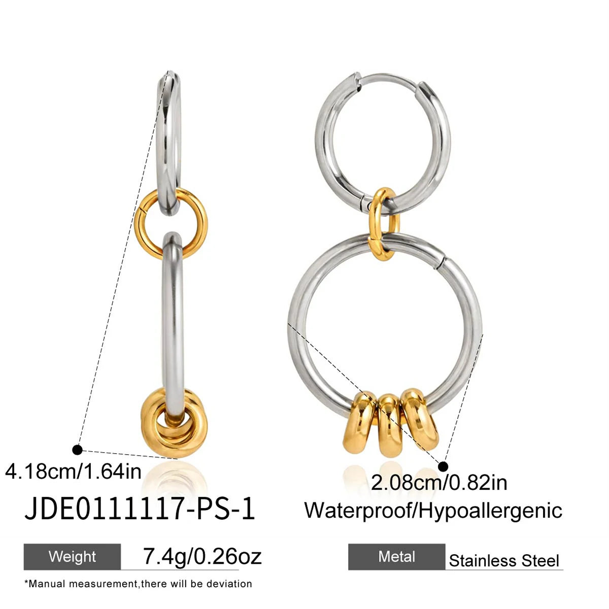 Classic Gold And Silver Color Blocking Multi Ring
