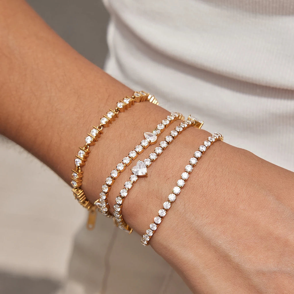 Kika Classic Zircon Tennis Chain Bracelet 18K Gold Plated Stainless Steel 316L