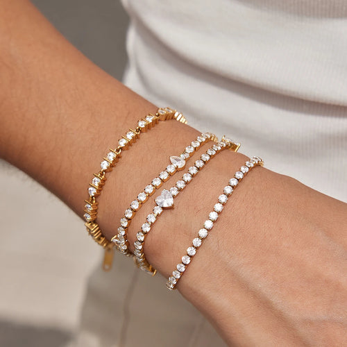 Kika Classic Zircon Tennis Chain Bracelet 18K Gold Plated Stainless Steel 316L