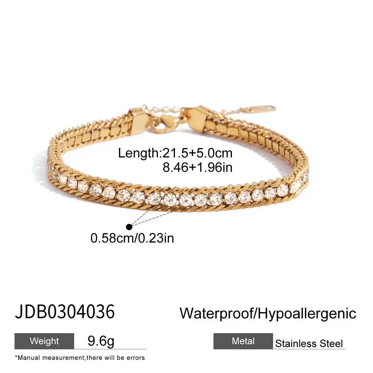 Stainless Steel Smooth Pentagram Bracelet Zircon Heart Bracelet