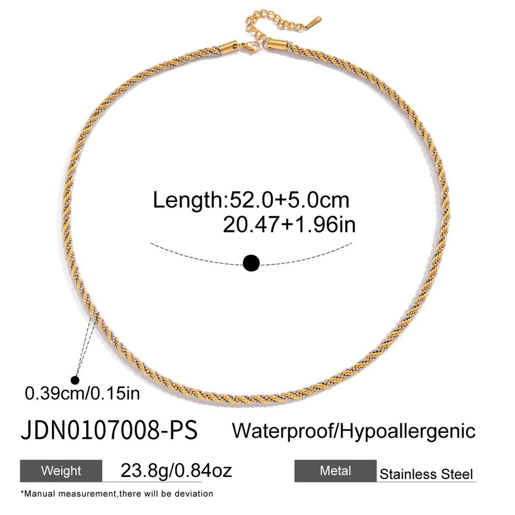 Kika Minimalism Two Color Personalized Ball Chain Fried Dough Twists Winding Necklace