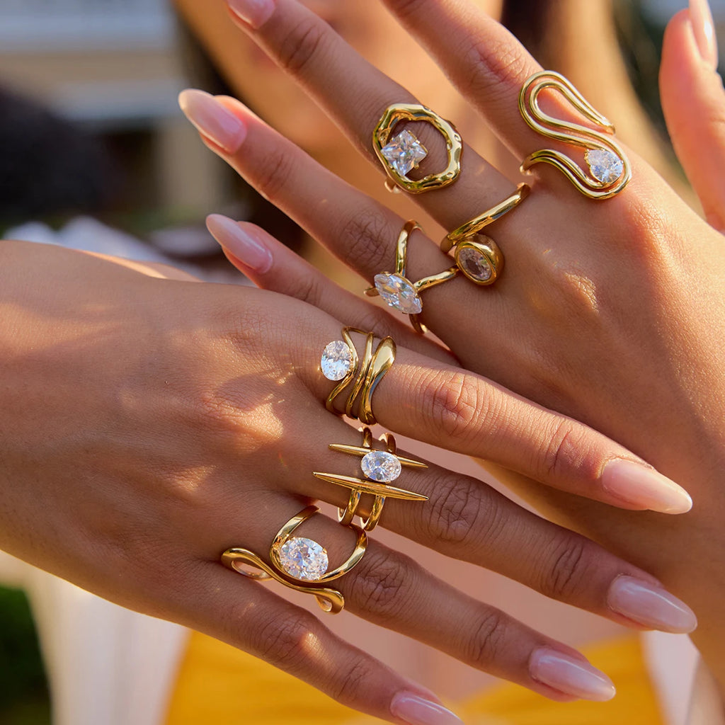 Kika Minimalist Geometric Stackable Ringsw Rings