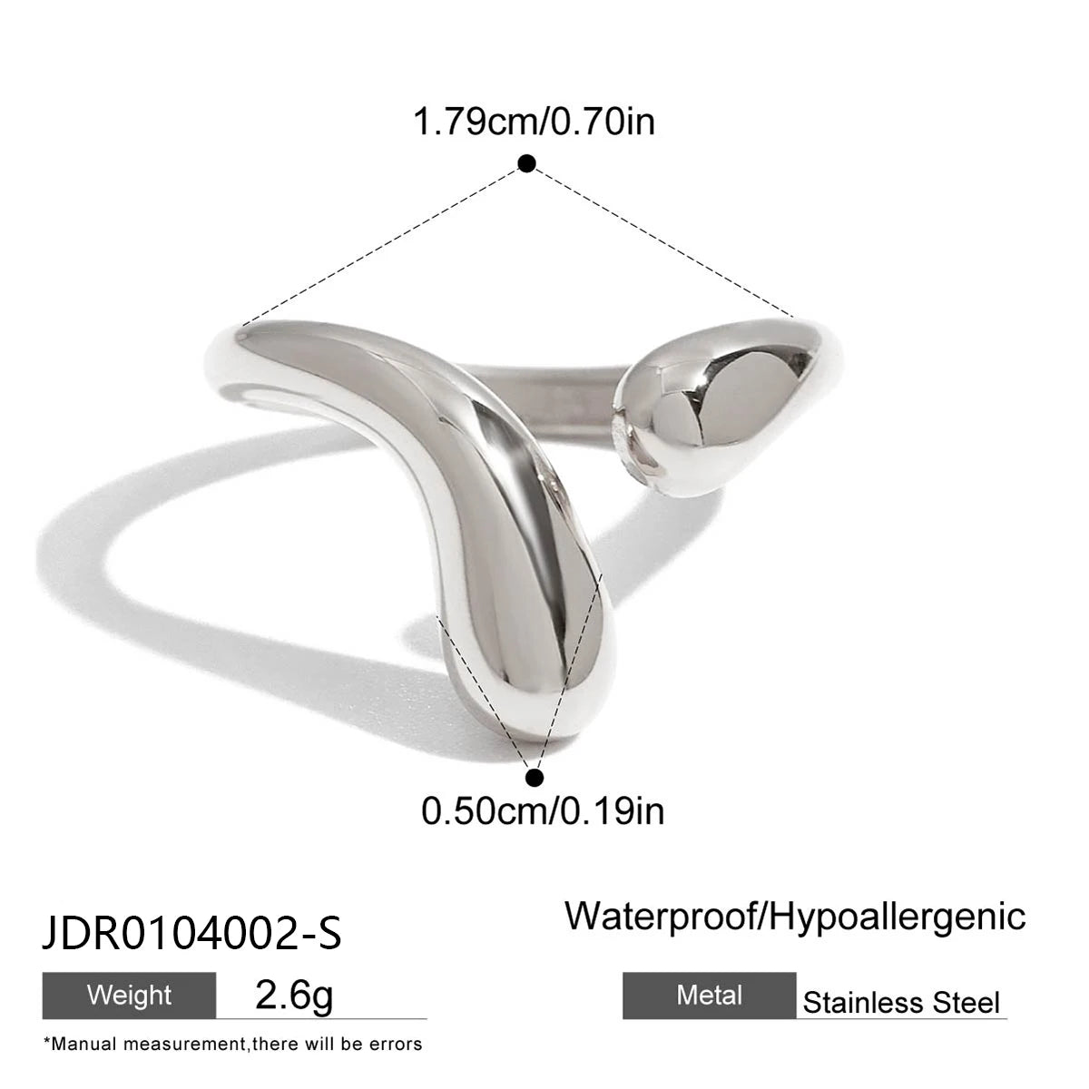 Kika Geometry Steel-Colored Open Ring With Zircon
