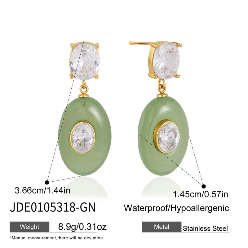 KIKA Multicolor Geometric Resin Drop Earrings PVD Gold Plated Stainless Steel 316L