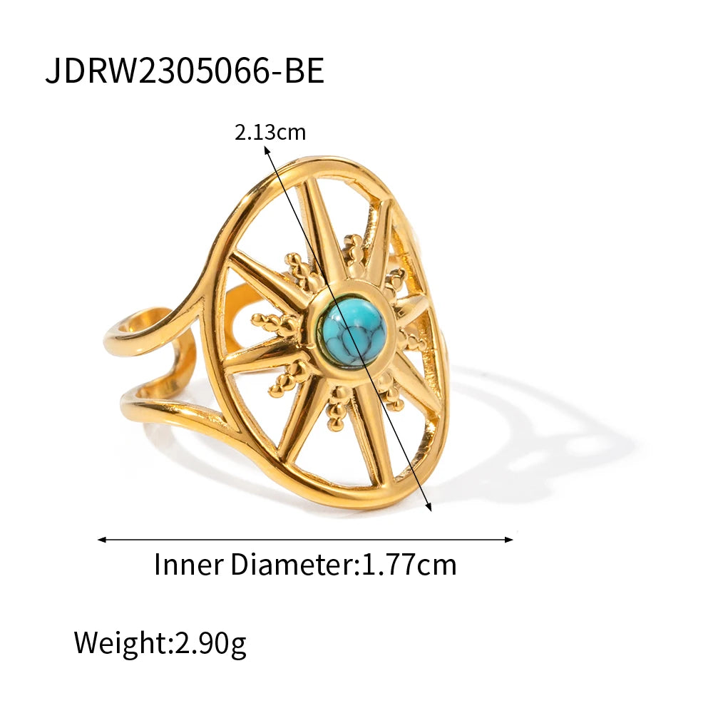 Kika Gold Color Sunshine Ring Full Sunburst Ring Rising Sun Dainty  Celestial Jewelry Stackable Ring Gift Wife
