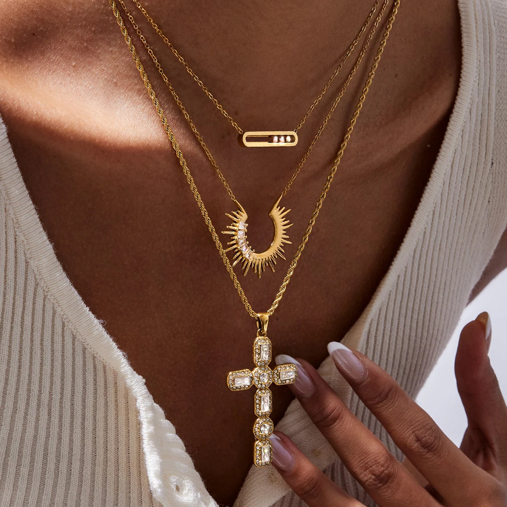 Rhinestone Removable Rectangular Pendant