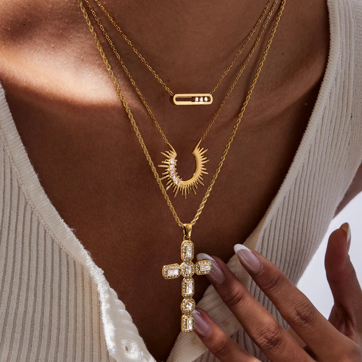 Rhinestone Removable Rectangular Pendant