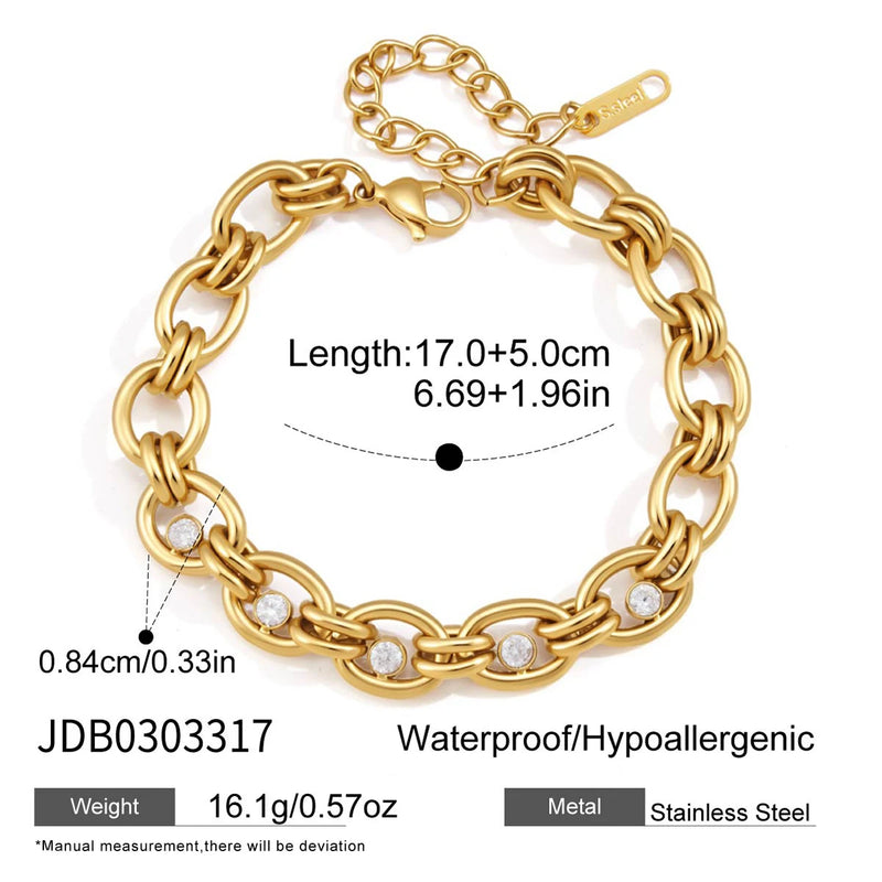 KIka Delicate Zircon Chunky Chain Necklace Bracelet