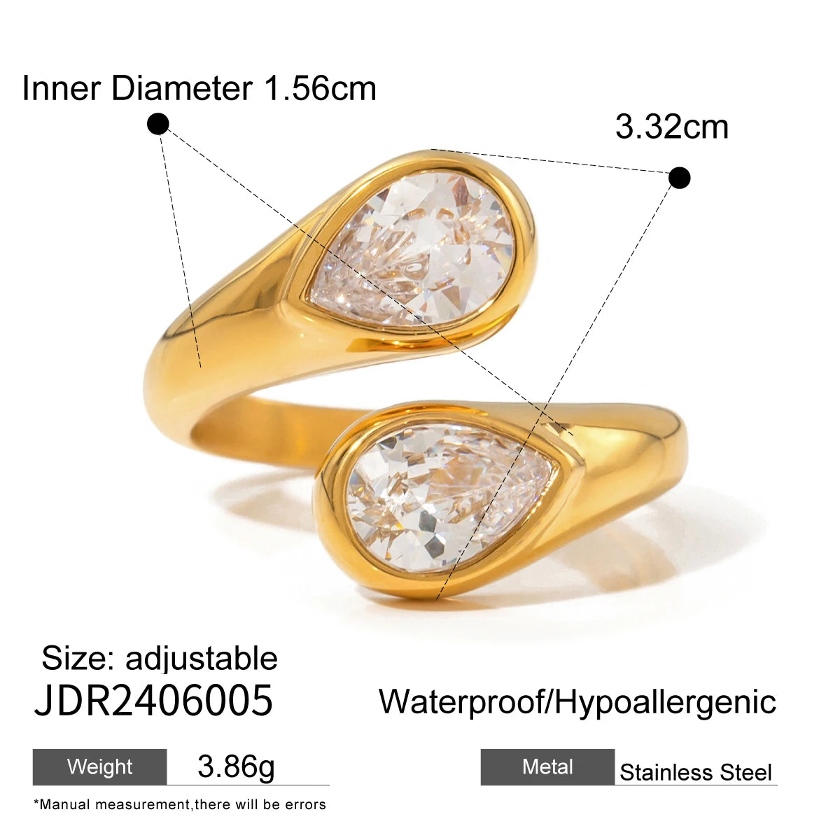 Kika Cubic Zirconia Metal Stainless Steel Waterproof