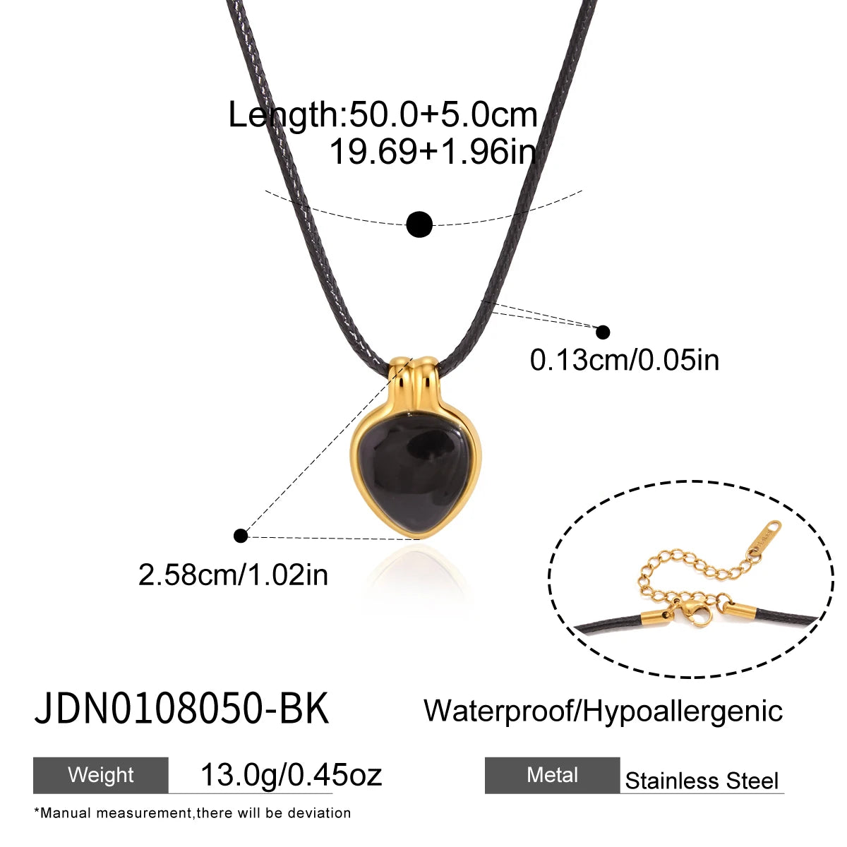 KIKA Vintage Geometric Resin Pendant Necklace For Women Black Color Rope Chain Necklace Stainless Steel Fashion Jewelry Gift