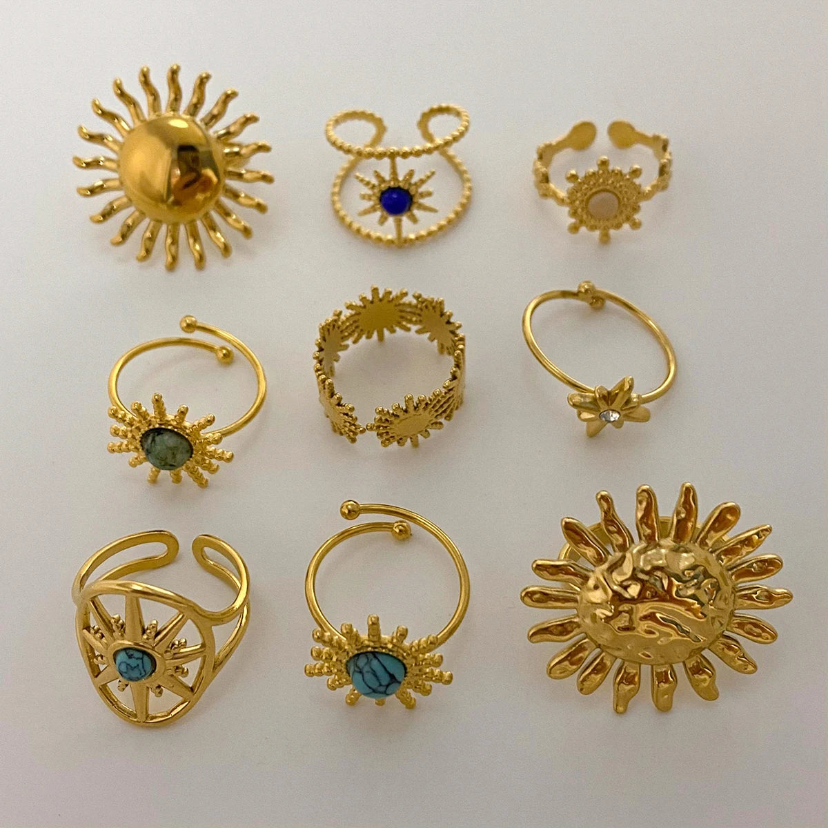 Kika Gold Color Sunshine Ring Full Sunburst Ring Rising Sun Dainty  Celestial Jewelry Stackable Ring Gift Wife